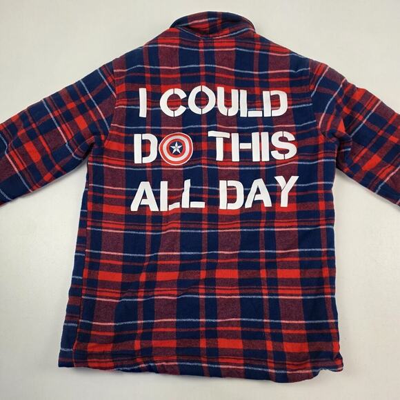 Disney Parks Marvel Captain America Flannel “I Could Do This All Day” Sz Small - Picture 1 of 10